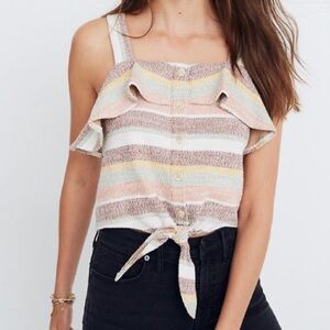 Madewell Tie-Front Tank in Stripe Size Small